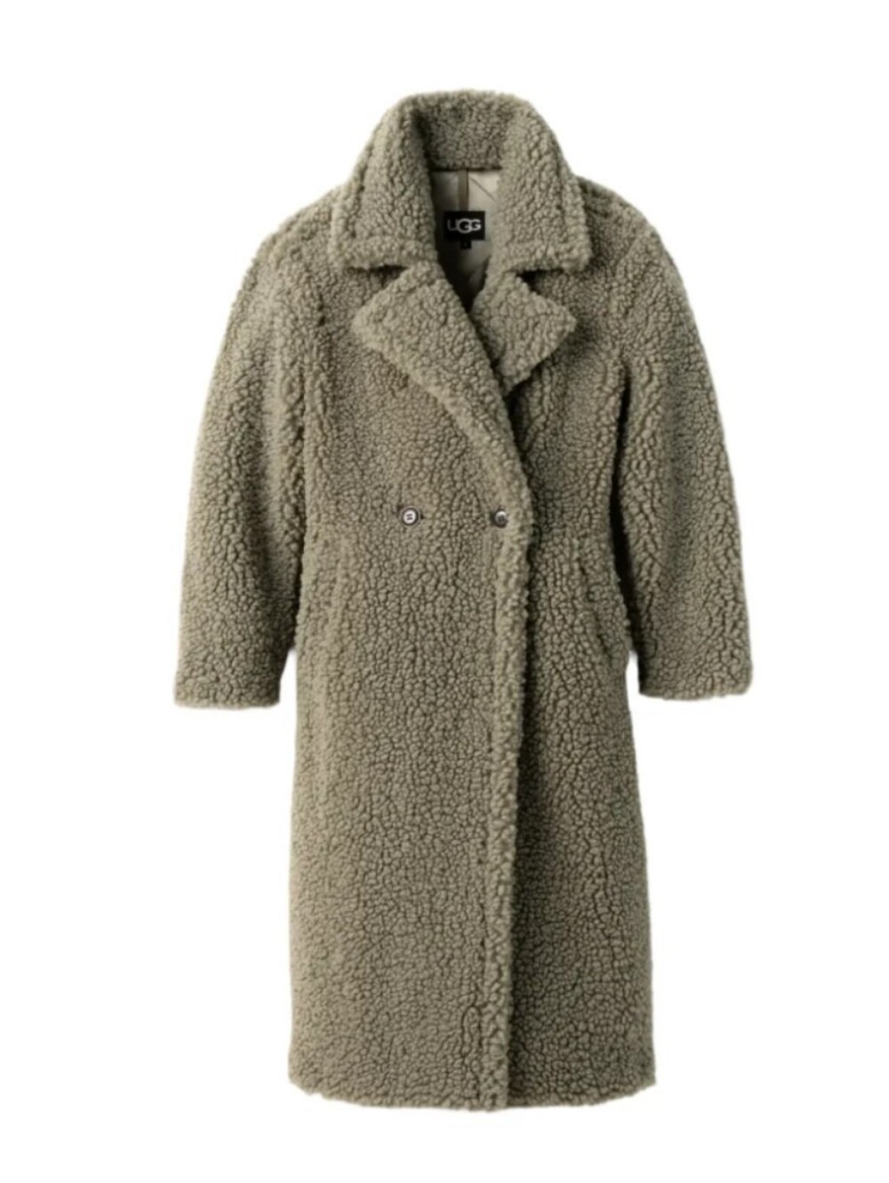 UGG Womens Gertrude Long Teddy Coat Olive